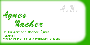 agnes macher business card
